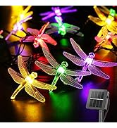 Dragonfly Solar String Lights Outdoor 25.6FT 30 LED Waterproof Solar Powered Fairy Lights, 8 Mode...