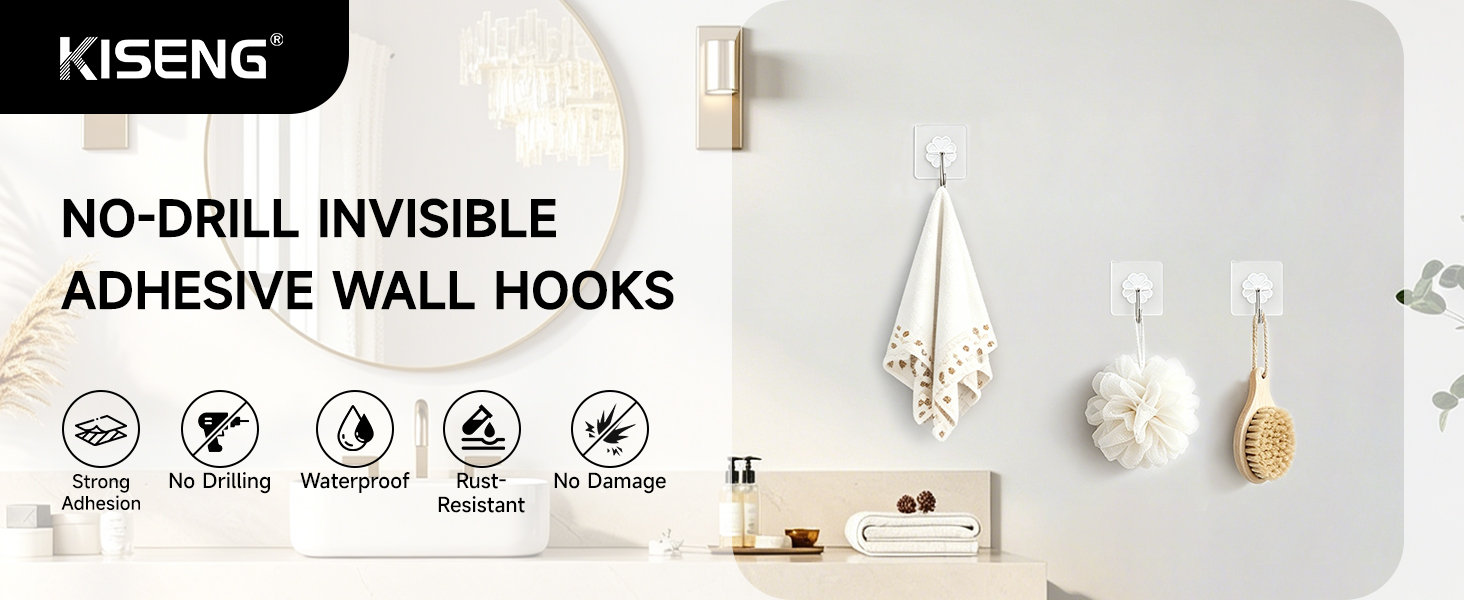 NO-DRILL INVISIBLEADHESIVE WALL HOOKS