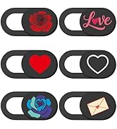 PRESSINART 6Pcs Laptop Camera Covers Webcam Camera Cover Slide Heart Rose Mixed Pattern Ultra Thi...