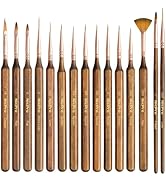 Nicpro 15 PCS Extreme Miniature Paint Brushes, Fine Tip Micro Model Detail Paint Brush Set with C...