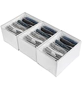 Qozary 3 Pack Jeans Wardrobe Clothes Organizer, 7 Grids Foldable Closet Organizers and Storage Bo...