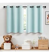 Seafoam Green Short Curtains 30 Inch Length Shades Grommet Top Light Blocking Energy Saving Drape...