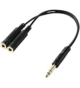 pegcabac 1/4” Stereo Splitter Cable 10 inch, 6.35mm 1/4” TRS Male Plug to Dual 1/4 inch 6.35mm Fe...