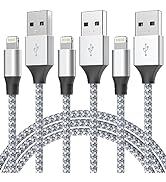 Durable iPhone Charger Cord 6ft 3Pack [Apple MFi Certified] Lightning Cable Nylon Braided Fast Ch...