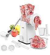 LHS Manual Meat Grinder with Stainless Steel Blades Heavy Duty Powerful Suction Base for Home Use...