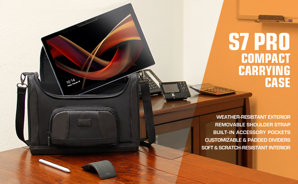 USA Gear S7 Pro Compact Storage Bag for Microsoft Surface Pro Tablet Computer &amp; Surface Accessories