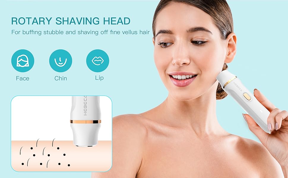 Gentle rotary shaver trims face and lip hair, perfect bikini trimmer for women