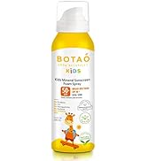 BOTAO KID’S MINERAL SUNSCREEN FOAM SPRAY: SPF50 Broad Spectrum UVA UVB, Children or Kid’s Sunburn...