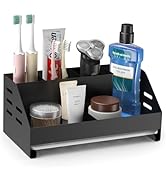 MFTEK Toothbrush Holders, Bathrooms Countertop Storage Organizer, 5 Compartments with Drain Tray,...