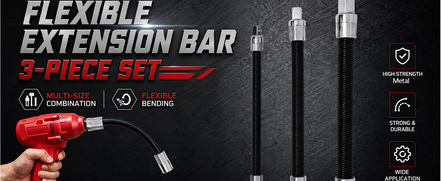 3 Pcs Flexible Socket Extension Bars