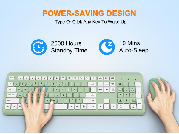 Wireless Keyboard and Mouse Combo, Full Size Silent Ergonomic Keyboard Mouse