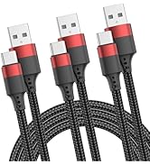 3ft USB C Cable, 3 Pack USB A to USB C Cable for iPhone 16 15, Nylon Braided Type C Charger Cord ...