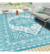 Pauwer Waterproof Outdoor Rug 9'x12', Reversible Outdoor Plastic Straw Rug, Outdoor Patio Rug for...