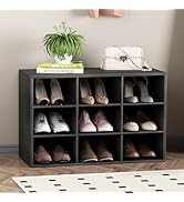 Garden 4 you Shoe Storage Bench, Cubby Shoe Rack with 9 Cubbies, 3-Tier Wood Shoe Rack Organizer,...