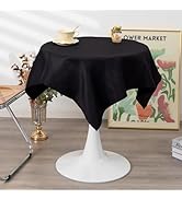 YZKITM Small Square Solid Black Tablecloth 36 x 36 Inch Washable Fabric Table Cloth Wrinkle Resis...