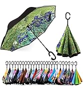 SIEPASA Inverted Reverse Upside Down Umbrella with C-Shaped Handle, Anti-UV Waterproof Windproof ...