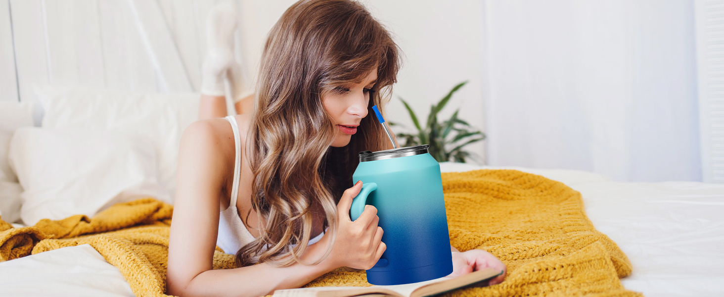 hospital cup with lid and straw 50 oz tumbler with handle