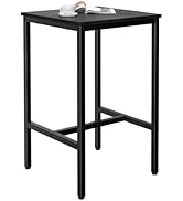 Lutown-Teen Square Bar Table, High Top Table - Industrial Metal Frame for Small Spaces &amp; Narrow K...