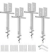 4PCS 304 Stainless Steel No Dig Ground Screw Anchor Spike 4x4 (3.5" X 3.5" Inch) Post Holder, U-M...