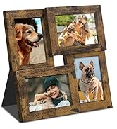 DUENPY 3.5x5 Picture Frame Tempered Glass Front Displays Four 3.5 x 5 Photos Frame Display for Ta...