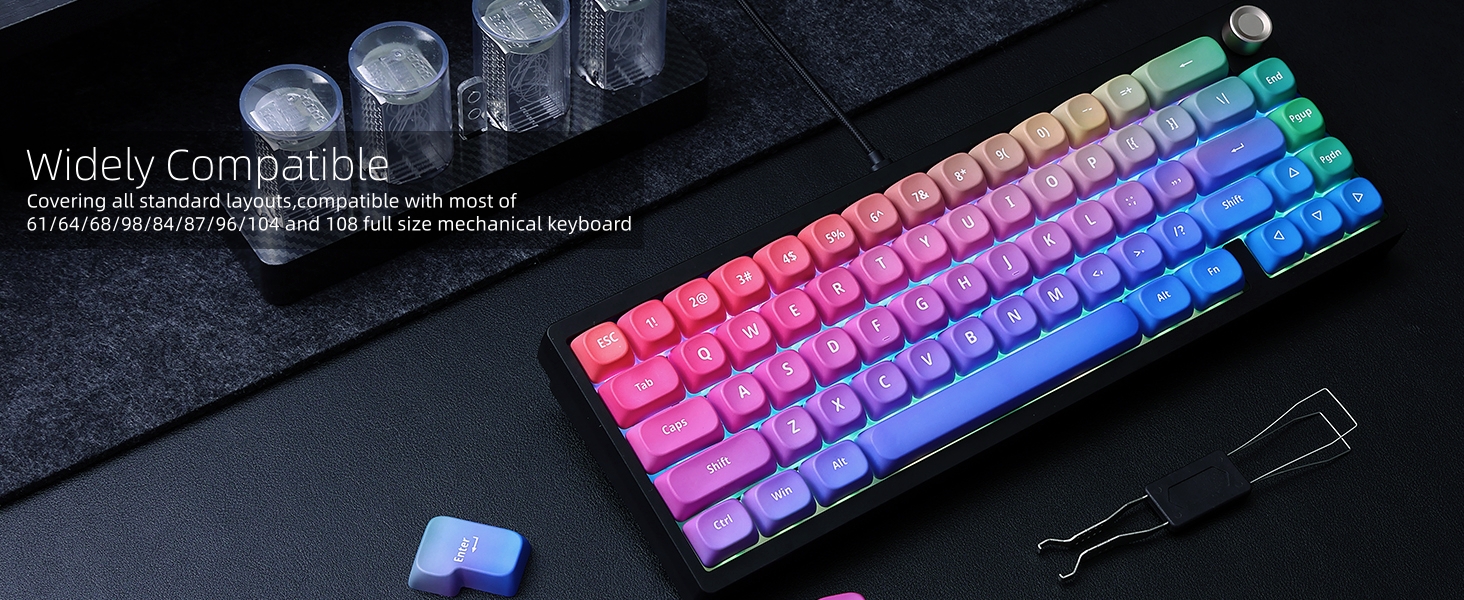 PBT Keycaps, Gradient Custom Cute Keycaps for Mechanical Keyboard MOA Profile Keycap