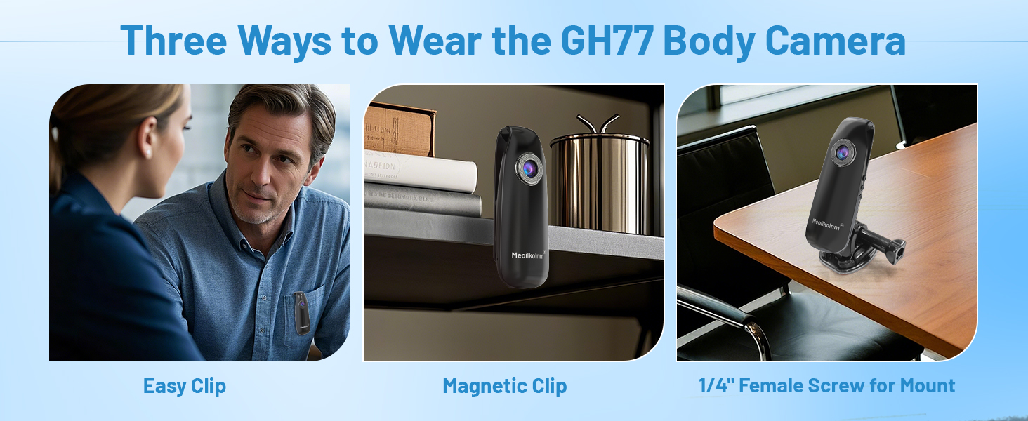 three ways to wear the body camera