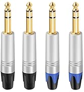 Devinal 1/4" inch TRS Plugs, Replacement Quarter inch Stereo Solder Type DIY Audio Connector, Hea...
