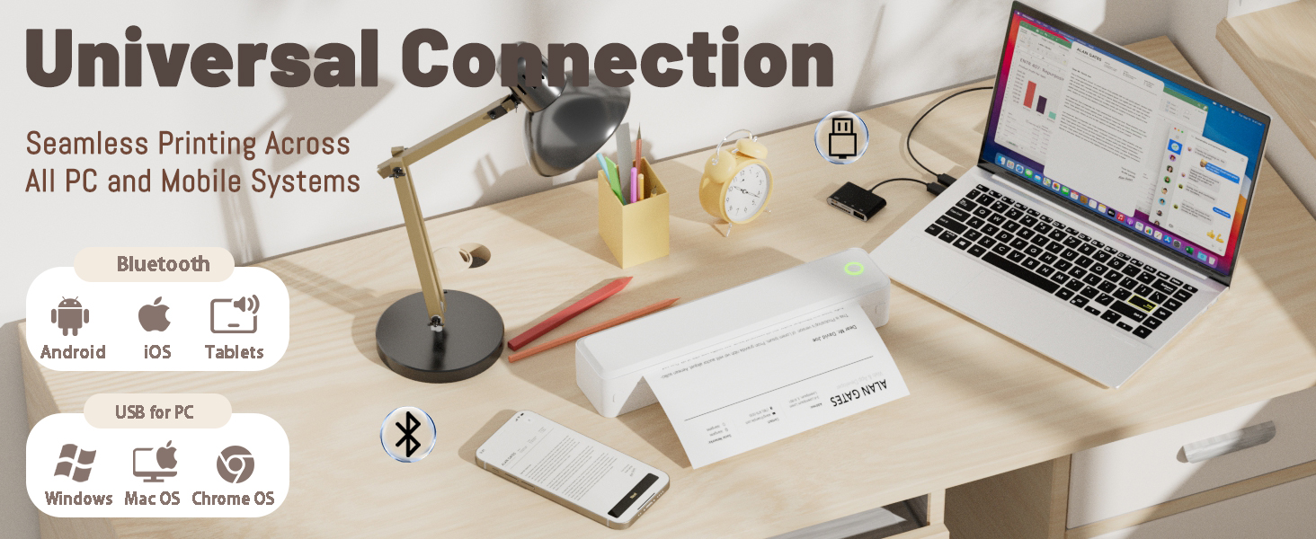 Universal Connection: Seamless Printing Across All PC and Mobile Systems.