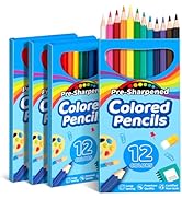 V-Opitos 48 Count Colored Pencils, 4 Packs Pre-sharpened Coloring Pencils for Kids in 12 Colors, ...