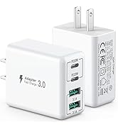 [2 Pack] USB C Wall Charger, 40W 4-Port USB C Charger Block,Fast Charging Block Dual Port PD+QC W...