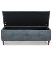 Panana Upholstered Rectangular Ottoman Polyester Storage Toy Box and Entryway Bench, Foot Stool (...