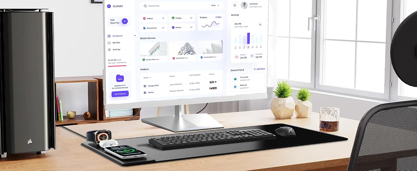 magnetic wireless charging mouse pad
