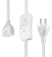 White Extension Cord with Switch On/Off, 2 Prong Grounded Plug, 6FT Indoor Power Cord, Insulated ...
