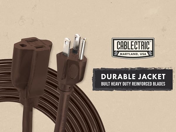 Cablectric_Brown Extension Cord 16 Gauge Cord - 6ft, 10ft, 25ft, &amp; 50 ft
