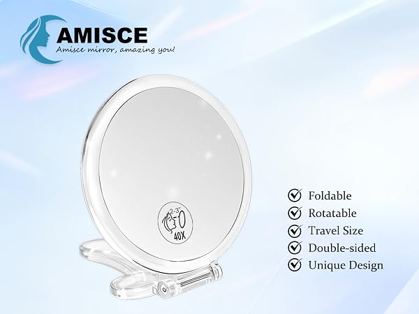 40x magnifying mirror, hand mirror, handheld mirror with handle, travel mirror, makeup mirror