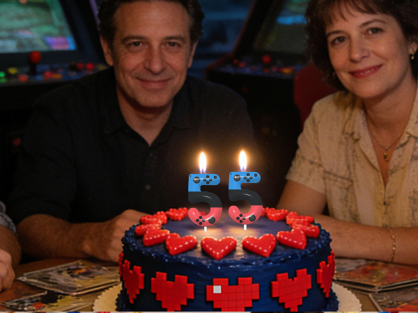 A family is celebrating their birthday blowing candles