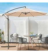 Ayge 10ft Offset Cantilever Hanging Outdoor Patio Umbrella Market Umbrella UV Resistant with Easy...