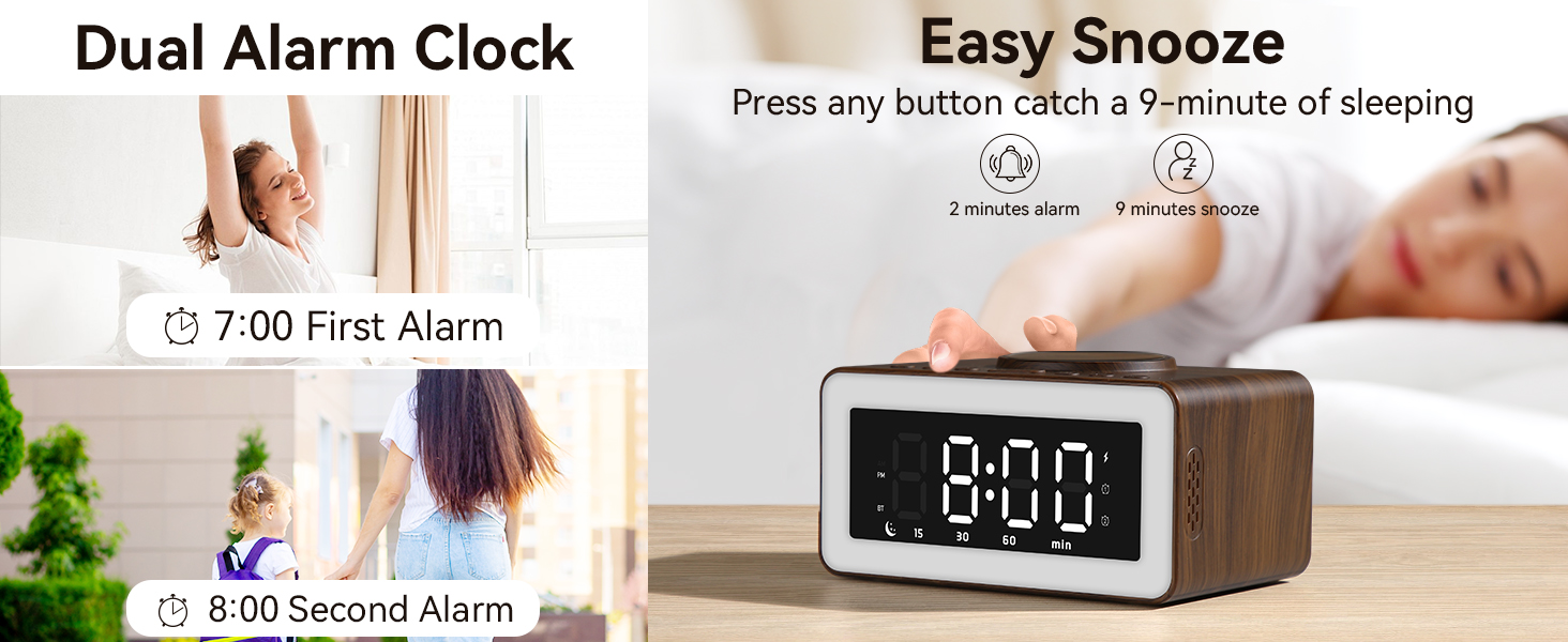 alarm clock multiple times dual clocks for bedrooms dorm best heavy sleepers digital