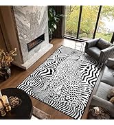 ZOCOZY Abstract Leopard Stripes Print 5x7 Area Rug, Faux Wool Rugs, Non-Slip Waterproof Floor Mat...