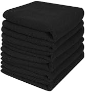 Keith Lun 6 Pack 100% Cotton Wash Cloth, 12x12 Inch, Black | Highly Absorbent, Soft Feel Fingerti...