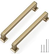 homdiy 10 Pack Champagne Bronze Cabinet Pulls, Heavy Duty Solid Zinc Alloy Cabinet Handles, 5-1/1...
