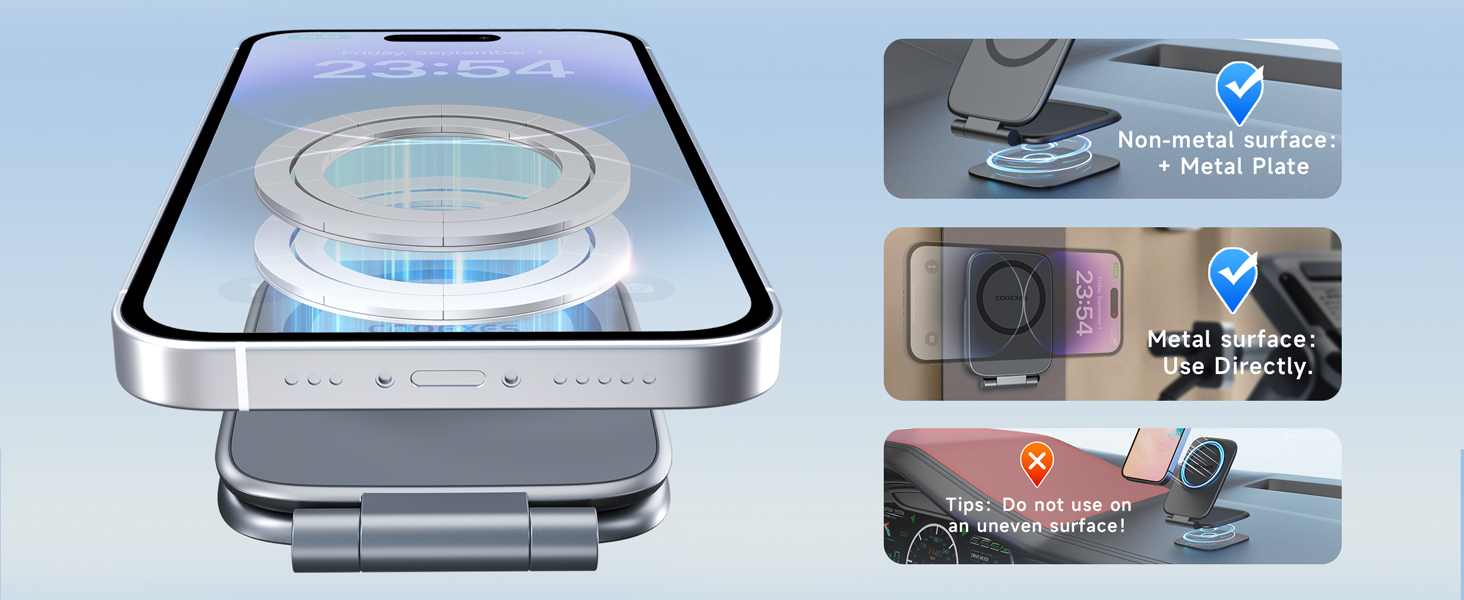 dual side magnetic car phone holder