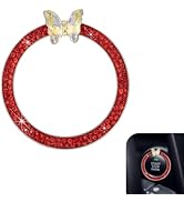 Bawkars Bling Push Start Button Cover, Sparkling Butterfly Ring Emblem Car Accessories, Girly Car...
