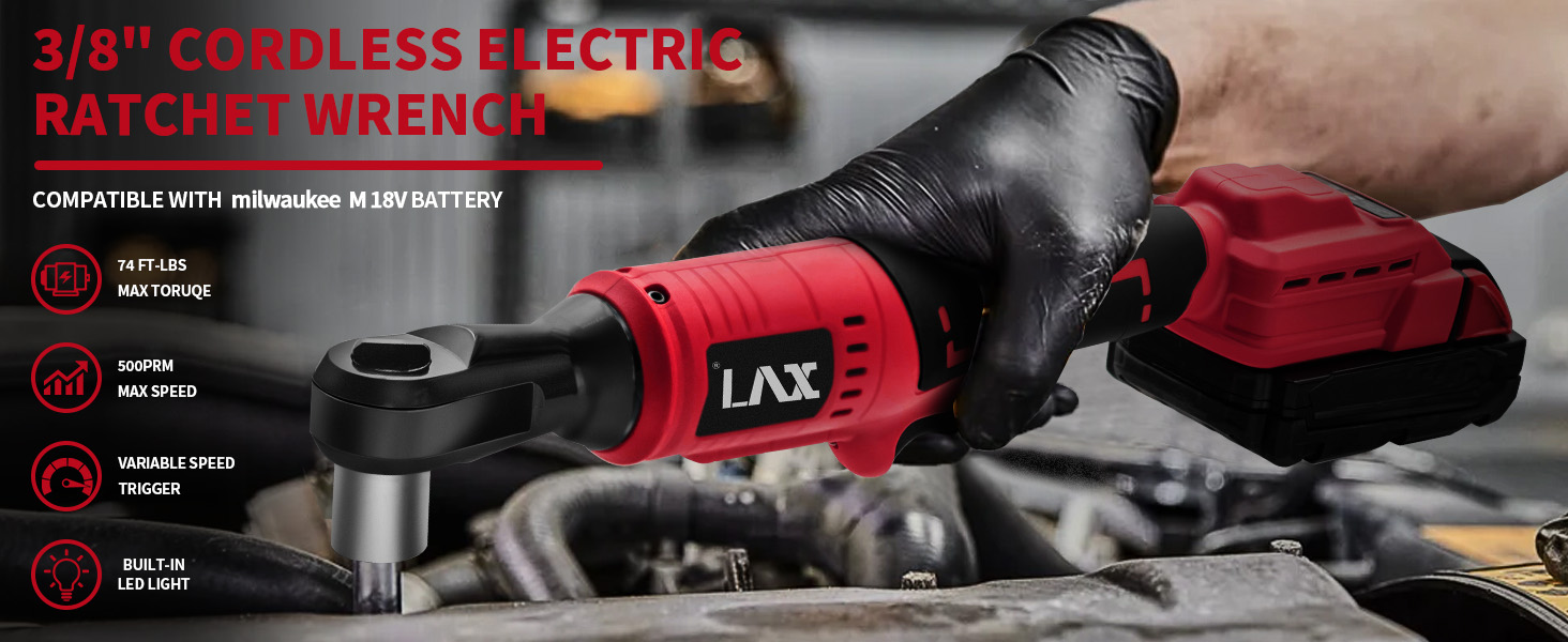 3/8" Brushless Ratchet Wrench Set for Milwaukee 18V Battery Details
