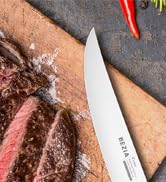 BEZIA Steak Knives, Non-Serrated Steak Knives Set of 4, 5 Inch German Stainless Steel Steak Knife...