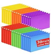 30 Pack Hanging File Folders Letter Size, Colored Hanging Folders with 1/5-Cut Adjustable Tab, Ex...