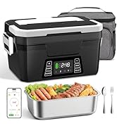 Vabaso Cordless Electric Lunch Box for Adults, Portable Battery Powered Heated Lunch Box with APP...
