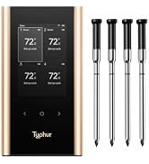 Sync Gold Wireless WiFi Meat Thermometer, 4 Slim Probes, 6 Sensors, 10x Stronger Signal, ±0.5? Ac...