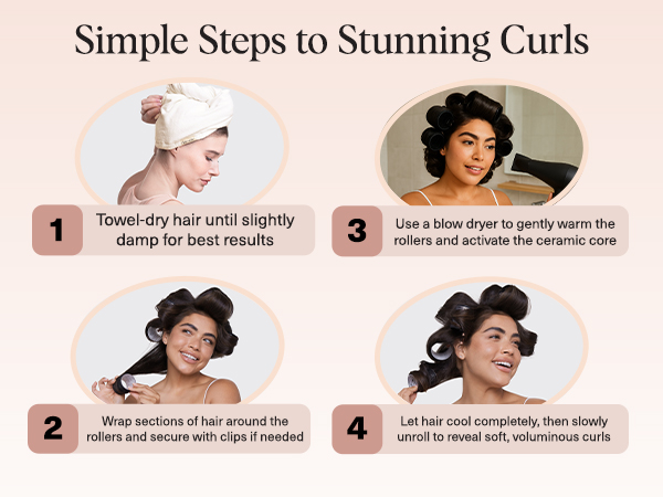 Self Grip Rollers Hair Curlers, Heatless Curls Overnight Blowout, Large Rollers for Volume Curls