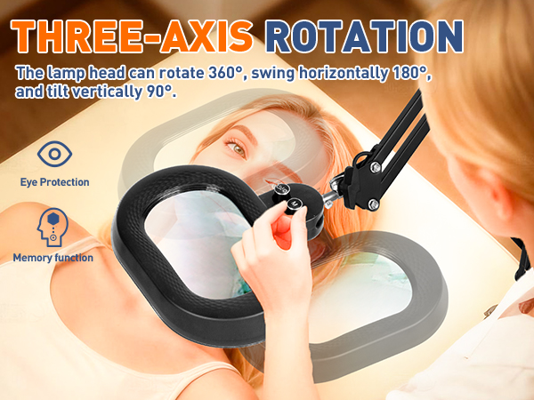 12x magnifying 3-axis rotating lamp head lighted magnifying glass with stand magnifying lamp